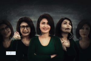 Woman shown with multiple facial expressions, symbolizing schizophrenia treatment and mental health support at Empower Health Group